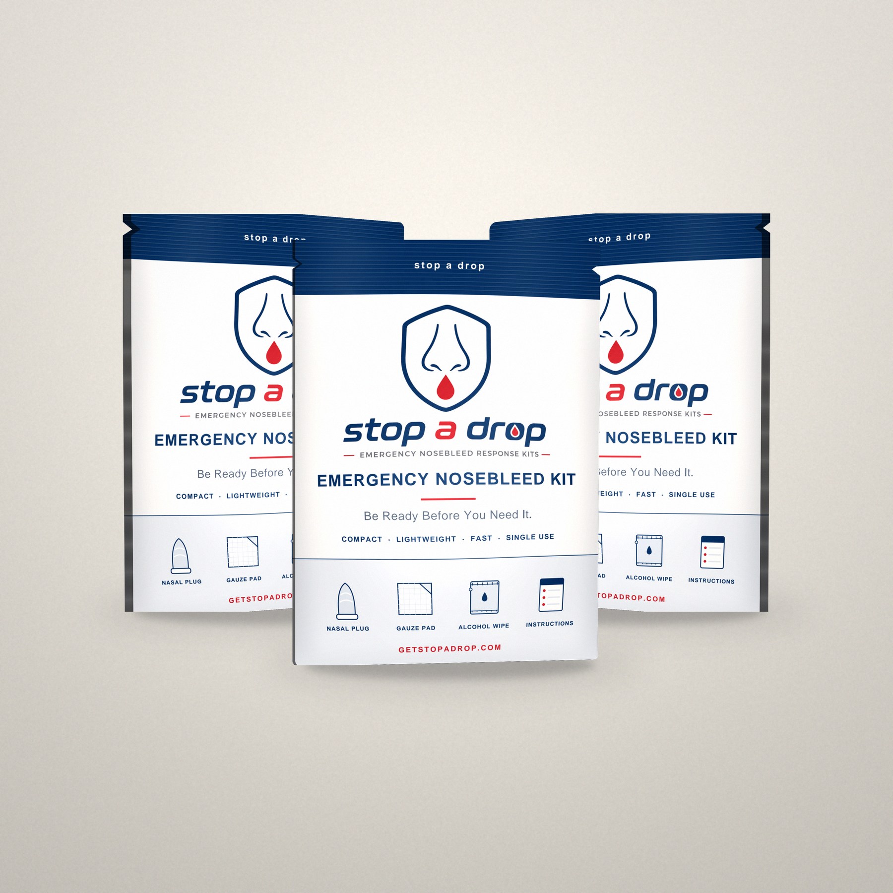 Three Stop A Drop emergency nosebleed kits