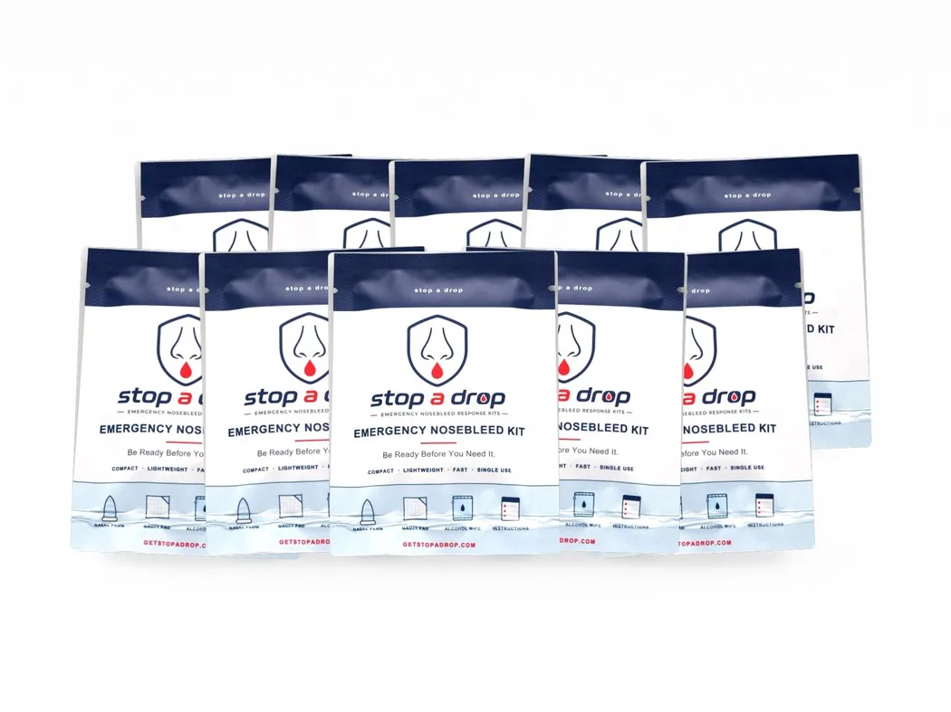 Stop A Drop Team Kit — ten sealed nosebleed response kit pouches